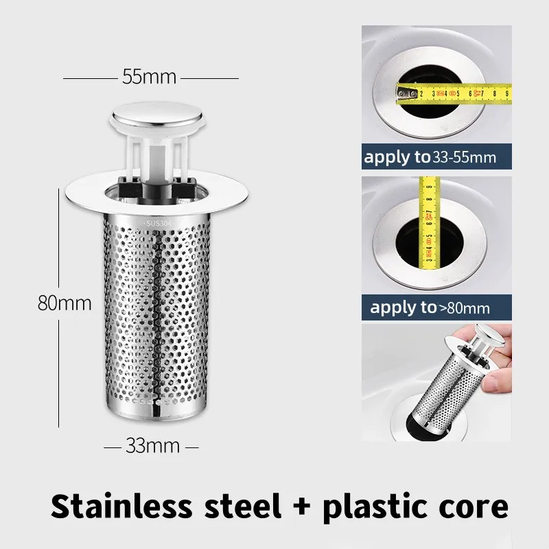 Waschbecken Stecker Anti Geruch Pop-Up Bounce Core Becken Stopper Haar Catcher Dusche Waschbecken Sieb Edelstahl Pop-Up Filte presse