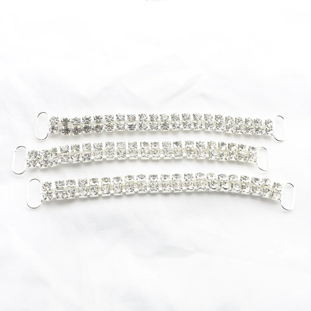 In Stock,Shining 10 pieces 12 * 100MM2 Drainage Diamond Chain Bikini Connector/flat Chain Buckle Reinforced Crystal Bikini Buckl