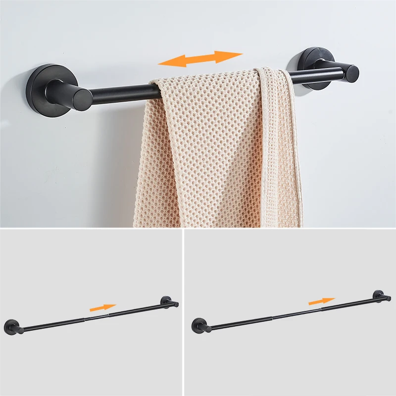 

Adjustable 48 to 75 Centimeter Single Towel Bar Expandable Bath Towel Holder Bathroom Wall Black Towel Rack EL81024-3