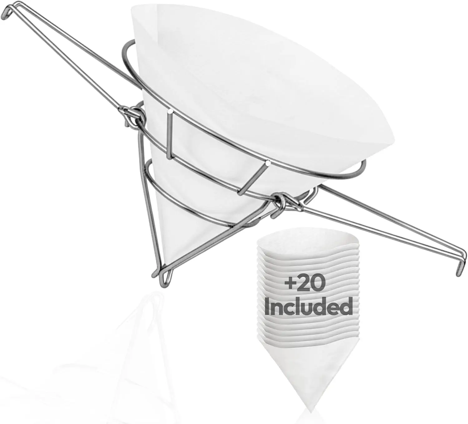 

Cleaner Syrup, Better Filtration – Stainless Steel Cone Filter Holder with 20 Paper Filters | 10-Inch Cone Filters for