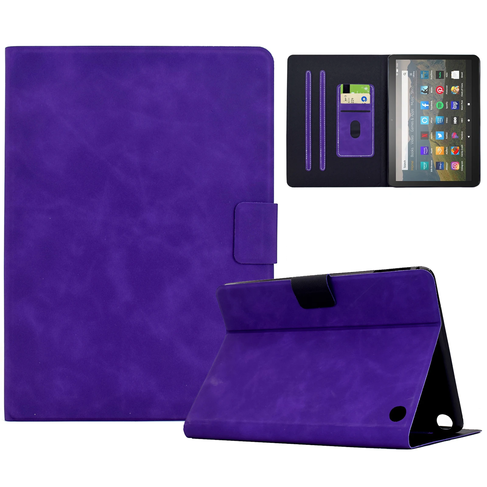 

Для Amazon Fire HD 8 (2022) / (2020) Чехол для планшета из искусственной кожи с отделениями для карт - фиолетовый