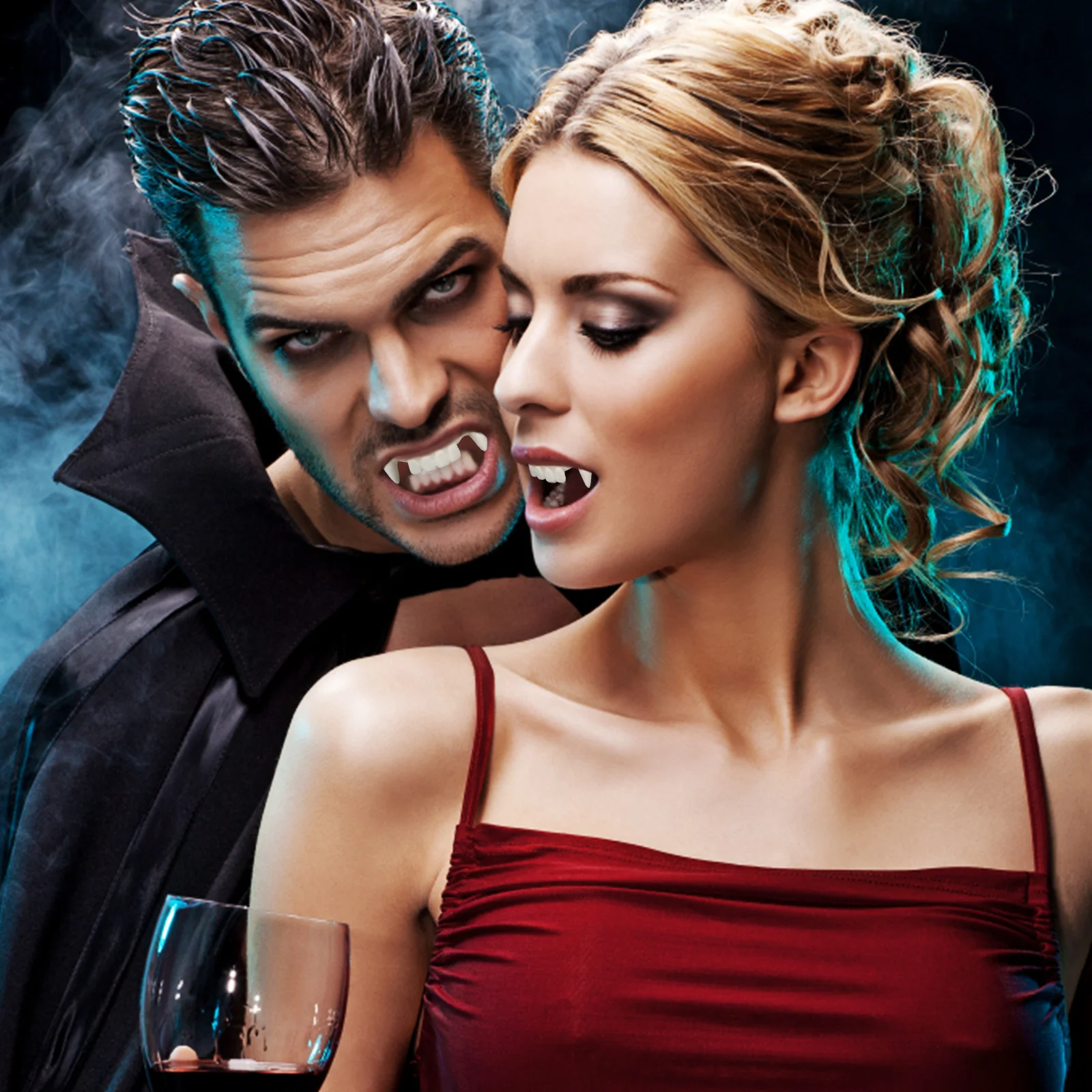 12 Uds. De dientes de vampiro falsos para Halloween, disfraz de dientes de broma, colmillos de Cosplay, accesorios decorativos para fiesta, colmillos de vampiro, accesorios para fiesta de Cosplay,