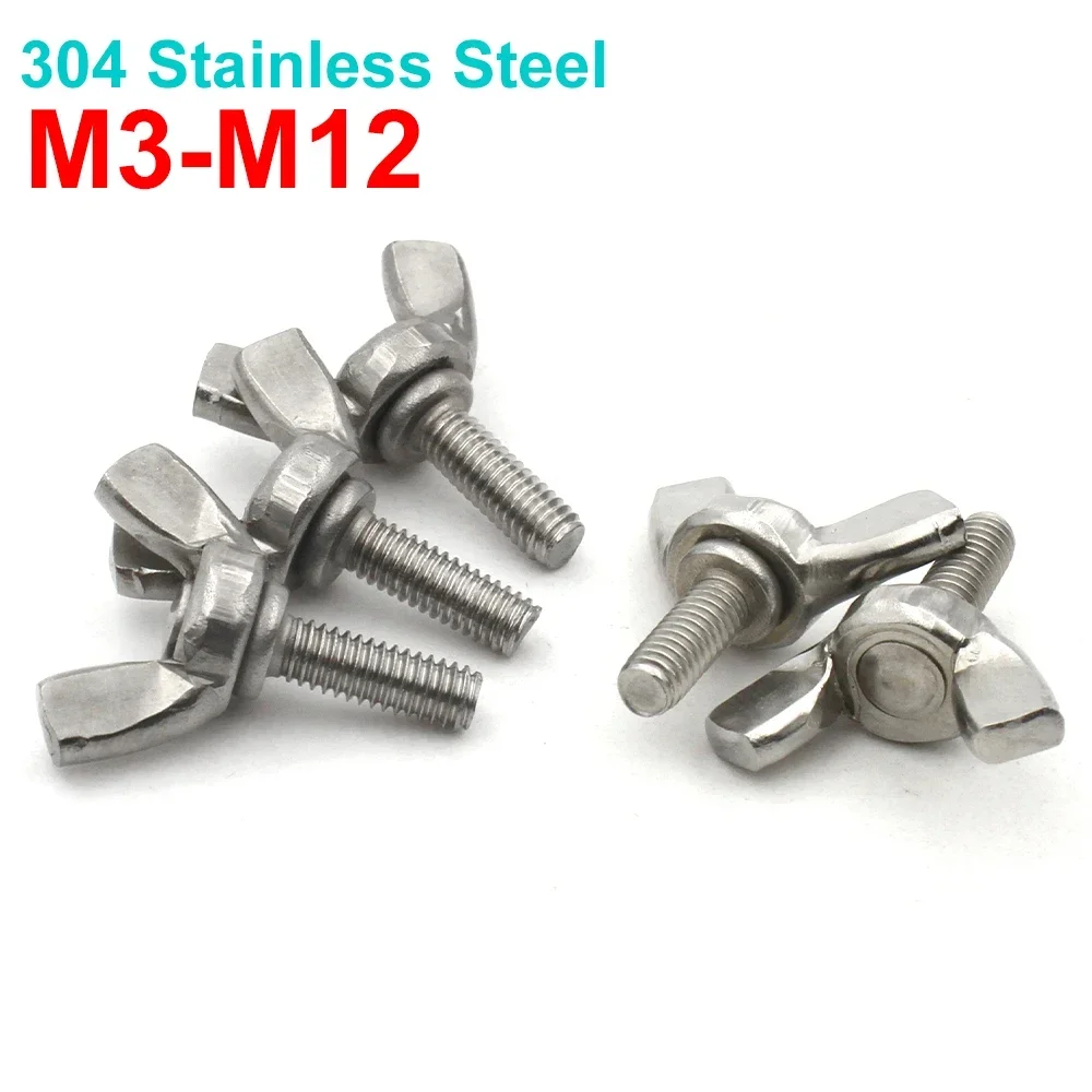 1 /2 /5pcs M3 M4 M5 M6 M8 M10 M12 A2-70 304 Stainless Steel Hand Tighten Screws Butterfly Bolt Wing Thumb Screw Claw