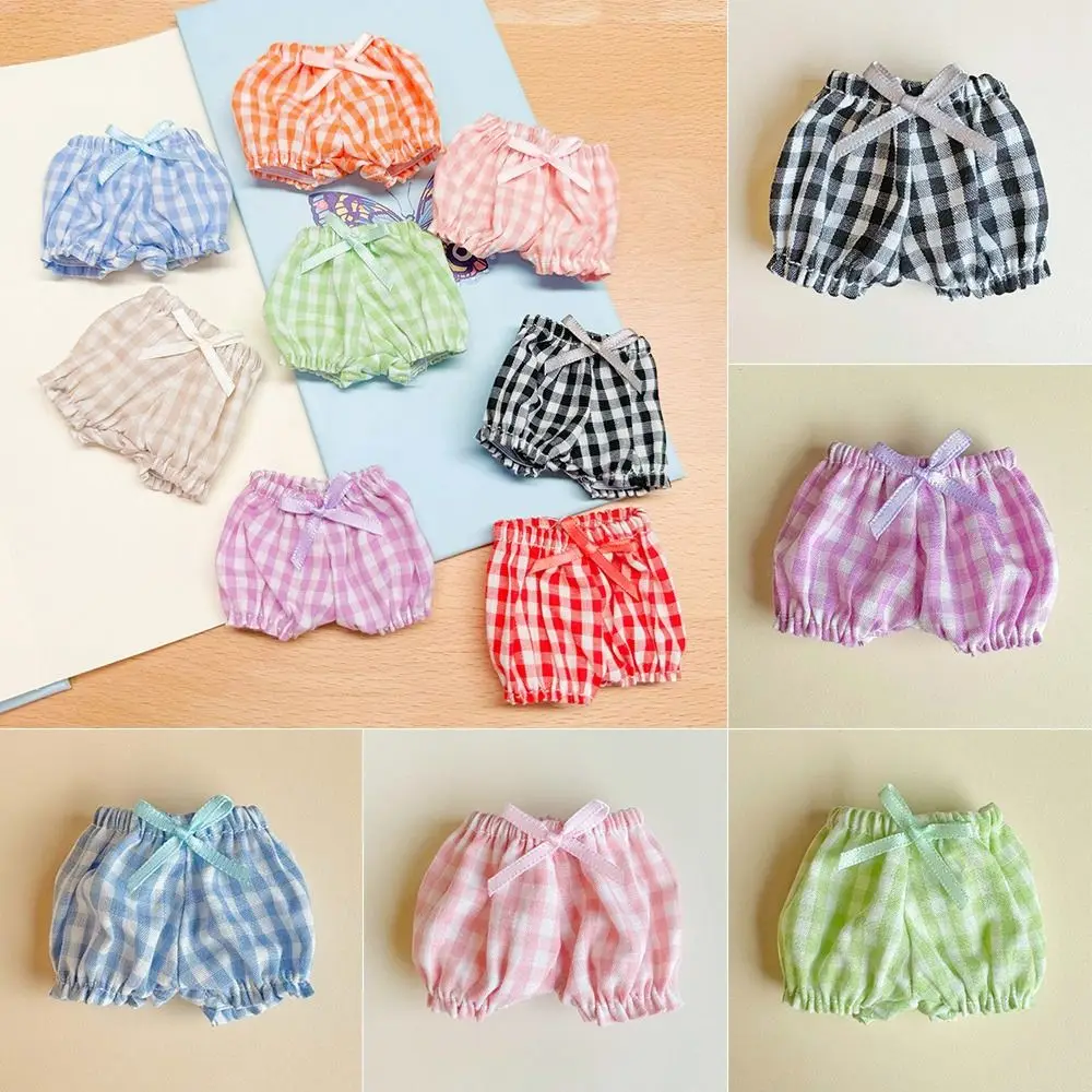 Ropa de muñeca de algodón de 10 ~ 15cm, Mini pantalones elásticos a cuadros, ropa informal para muñeca de algodón, pantalones, accesorios de ropa para muñecas