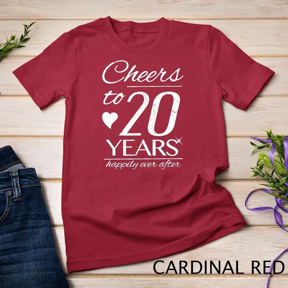 Cheers To 20 Years Married Couples 20th Wedding Anniversary Unisex T-shirt