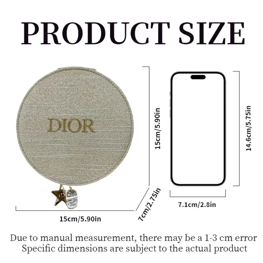 Christian Dior Dior’s Bag Women Round Cake Shaped Makeup Bag Multi-purpose Portable Lunch Box Storage Pouch Delicate All-season - view 6