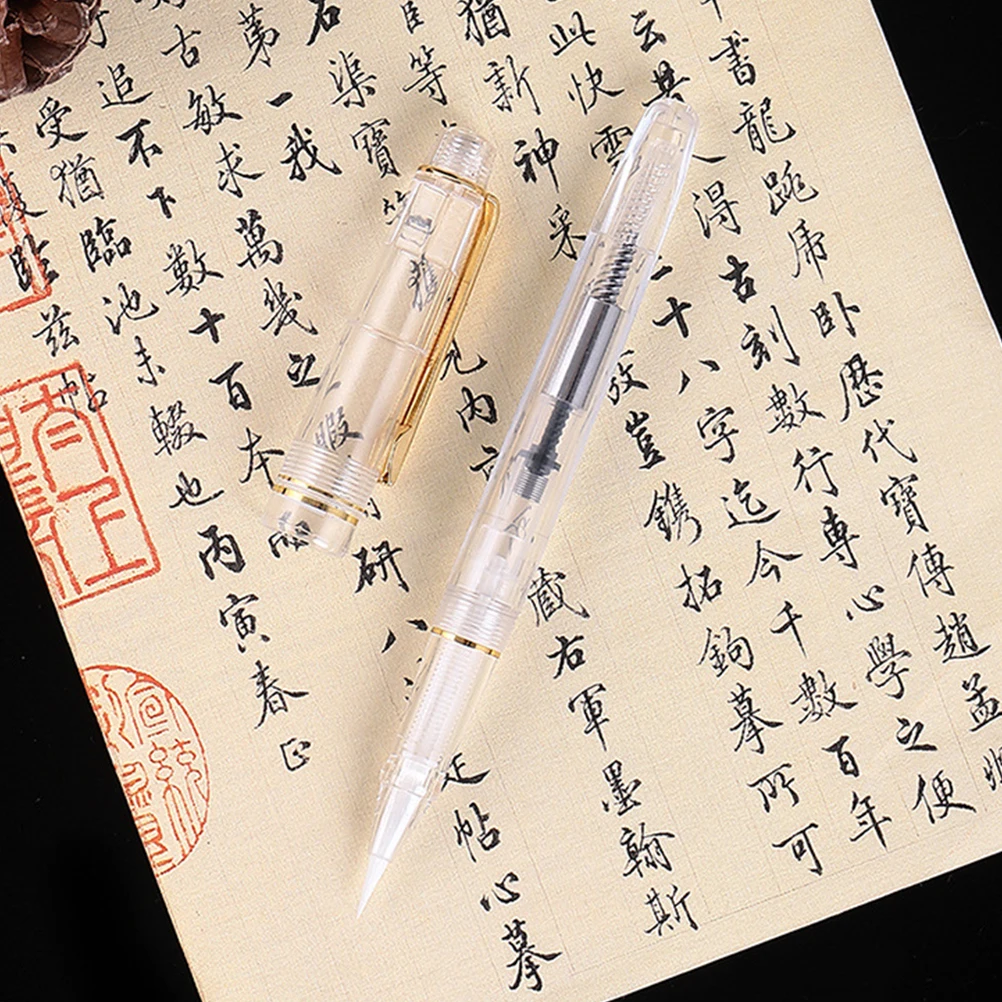 

2 Pcs Writing Brush Transparent Pen Adults Synthetic Fiber Calligraphy Pens for