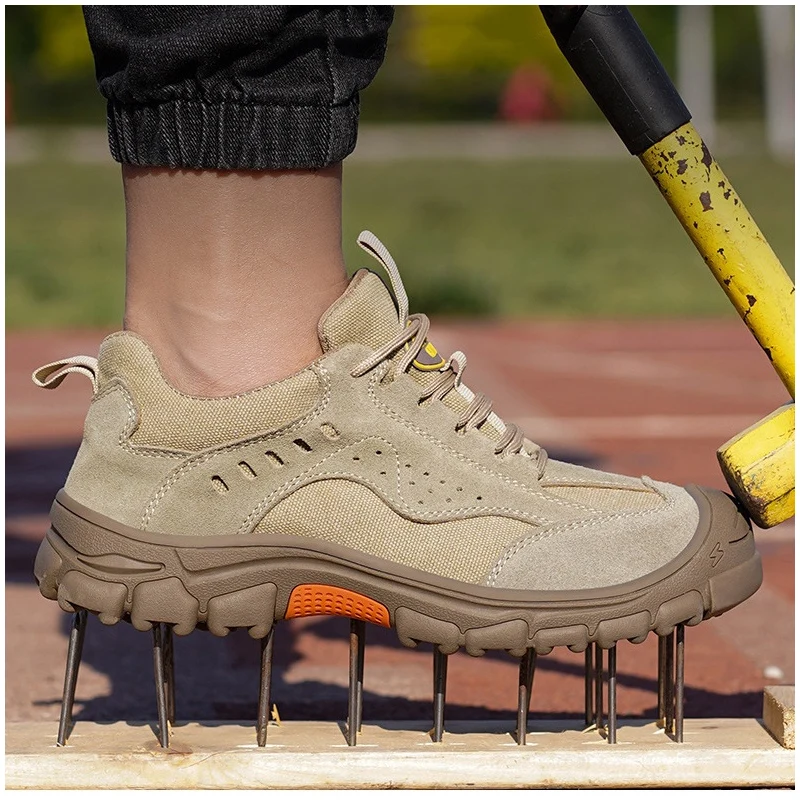 

mens casual steel toe covers work shoes outdoors worker safety boots 6 KV insulated sneakers cow suede leather security footwear