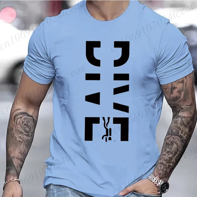 Men's T-shirt Casual Funny SCUBA DIVE Print T-Shirts Loose O-neck Cool Top for Men Short Sleeve Summer Fashion Male Tee Clothing
