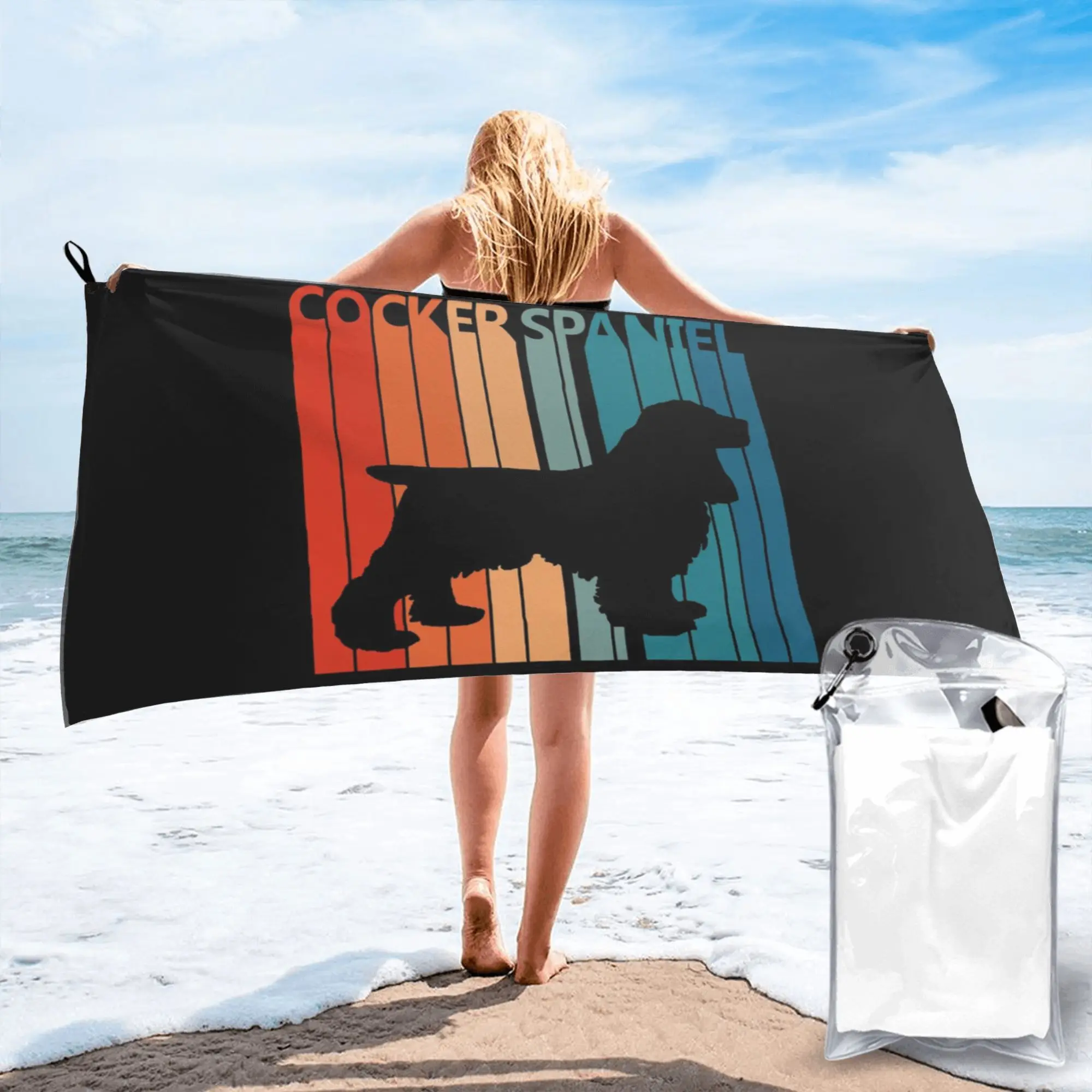 Vintage Cocker Spaniel Owner Gift Beach Towel Soft Microfiber Quick Dry Absorbent Quick Towels For Yoga