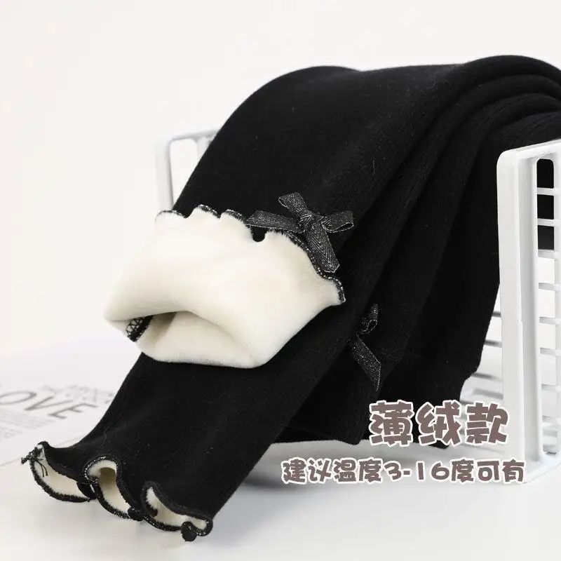 Kawaii Casual Long Pants Fashion Children S Clothing Girls Fleece Lined Pants Winter Thick Warm Gray Kids Leggings For Outdoor