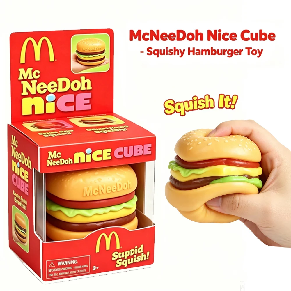 Nuevo Juguete Sensorial Antiestrés Schylling NeeDoh Burger Cube, Calma el Estado de Ánimo y Proporciona Alivio Sensorial, Reduce la Ansiedad, No Tóxico y Seguro