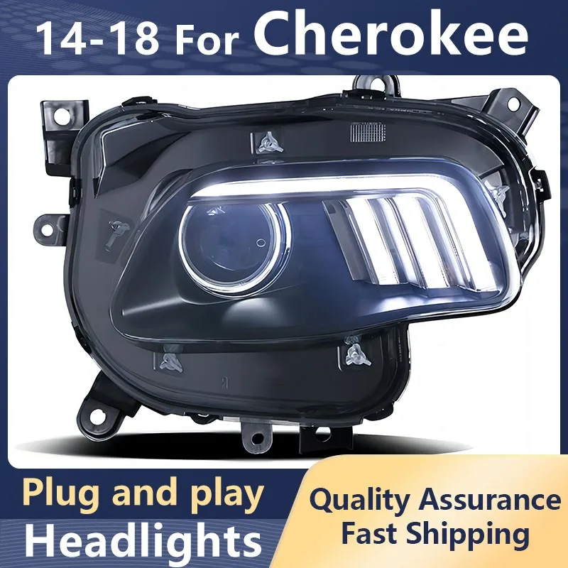 

Car Styling Headlights For Jeep Cherokee 2014-2018 DRL Angle Eye Mustang Design LED Bi-xenon Lens Head Light Auto Accessories