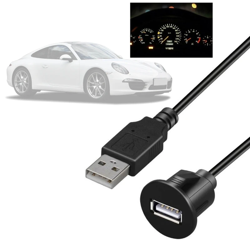 

Car Usb Audio Waterproof Cable Socket USB 2.0 Auto Dashboard Motocycle Flush Mount Panel AUX Lead Extension Cord Adapter