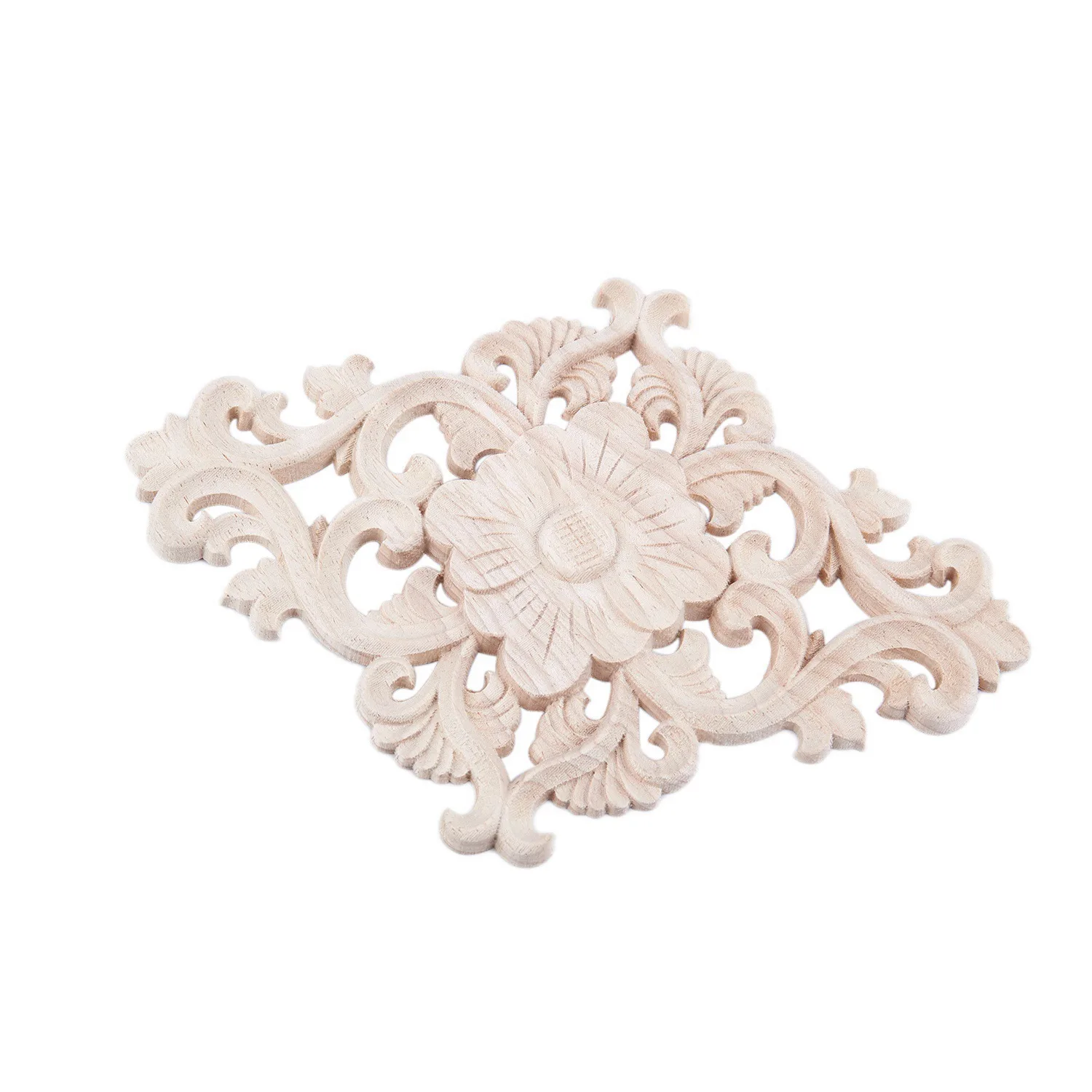 2 قطعة الخشب المنحوت الزاوية راصعة زين ديكور الأثاث الحرفية غير مصبوغ 8X8cm و 21X15cm