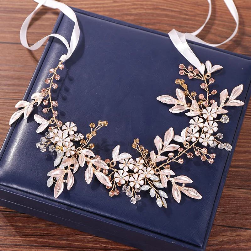 Wedding Headpiece Gold Tiaras Hair Vines Bridal Women Hairbands Hair Accessories Silver Color Headbands Flower Hair Jewelry