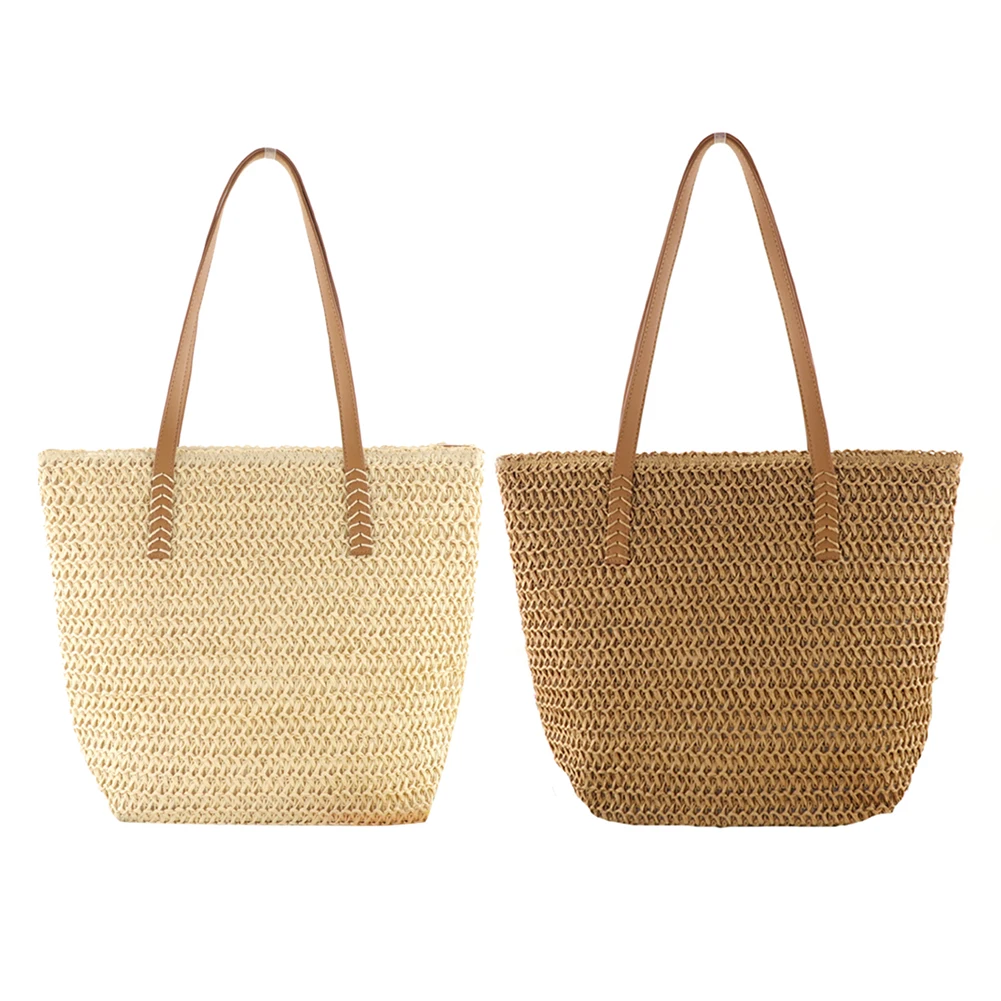 

Women Top-Handle Bags Straw Women Summer Beach Straw Bucket Bag Woven Tote Purse Casual Travel Handbags for Women