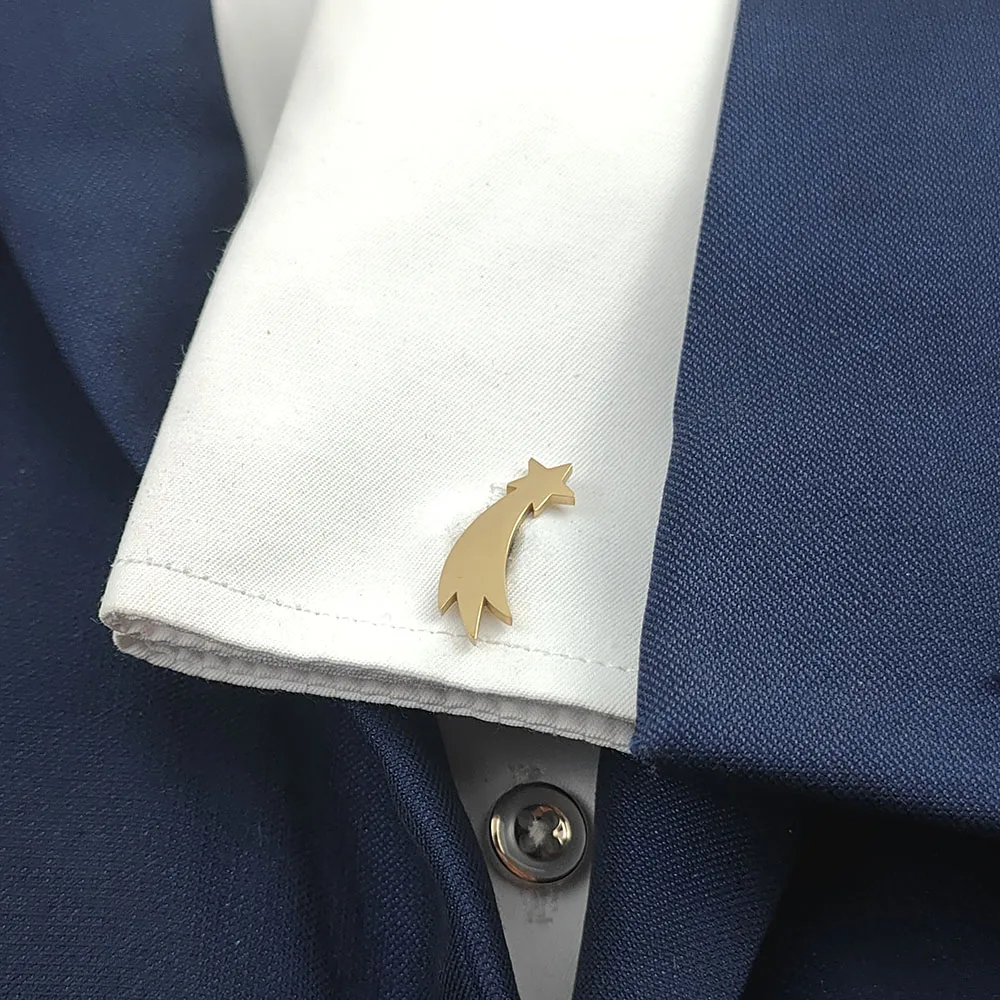 Unique 18K-gilded stainless steel cufflinks: romantic meteor design, a gift for boyfriend