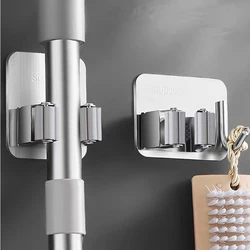 Ganchos multiusos adhesivos para colgar en la pared, soporte organizador para fregona de baño, colgador impermeable para escoba, accesorios