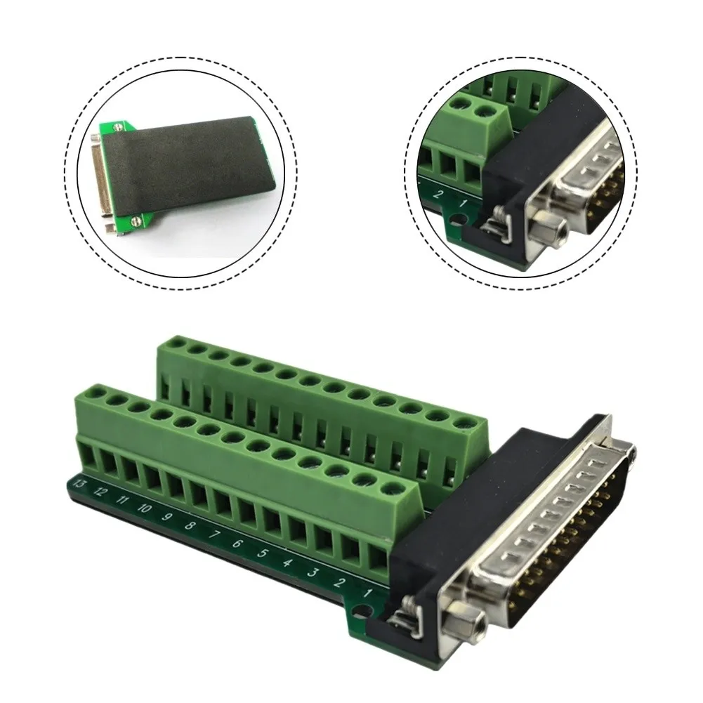 DB25 Male to Terminal Block Adapter with 25-Pin Full Copper Connector Nut Type DB25-G2-01 Suitable for DB25 Signal Applications