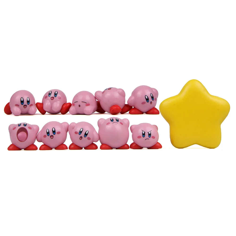 11 Pcs/Set Mini Kirby Action Figures Kids Toys Anime Kawaii Stackable Collection PVC Model Cute Christmas Gifts for Children