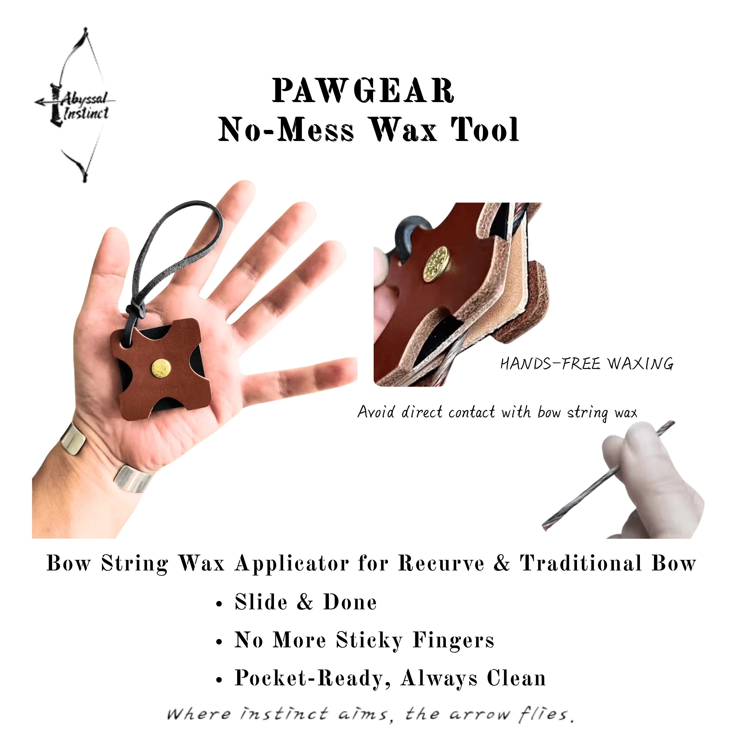 Bow String Wax Tool for Hunting Gear - No-Mess Wax Applicator for Recurve & Traditional Bow Maintenance