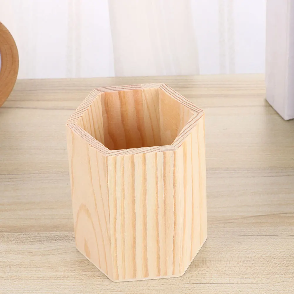 

2pcs Pine Wood Pen Holder Solid Wooden Desktop Organizer For Pens Pencils Makeup Brushes Storage Bucket Portable Stationery