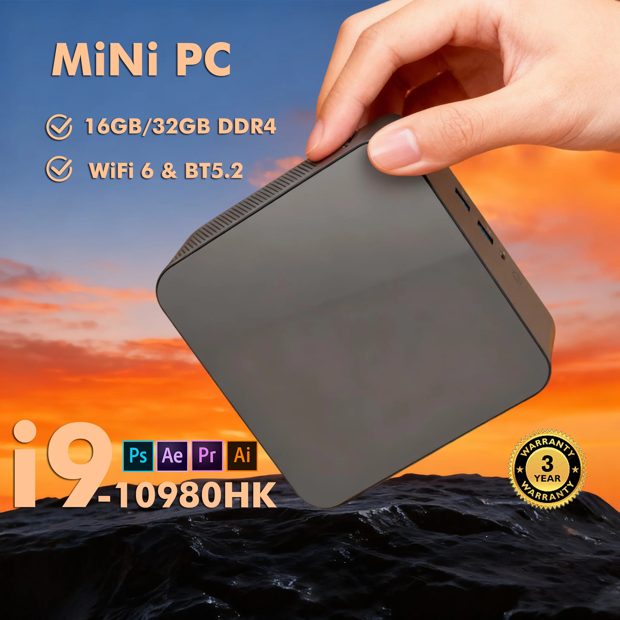 MINI PC Windows 11 Core I9 10980HK/N150 32GB RAM 1/2TB SSD WIFI 6 BT5.2 4K HD MINI Gaming Office Study Pc With 3 Years Warranty
