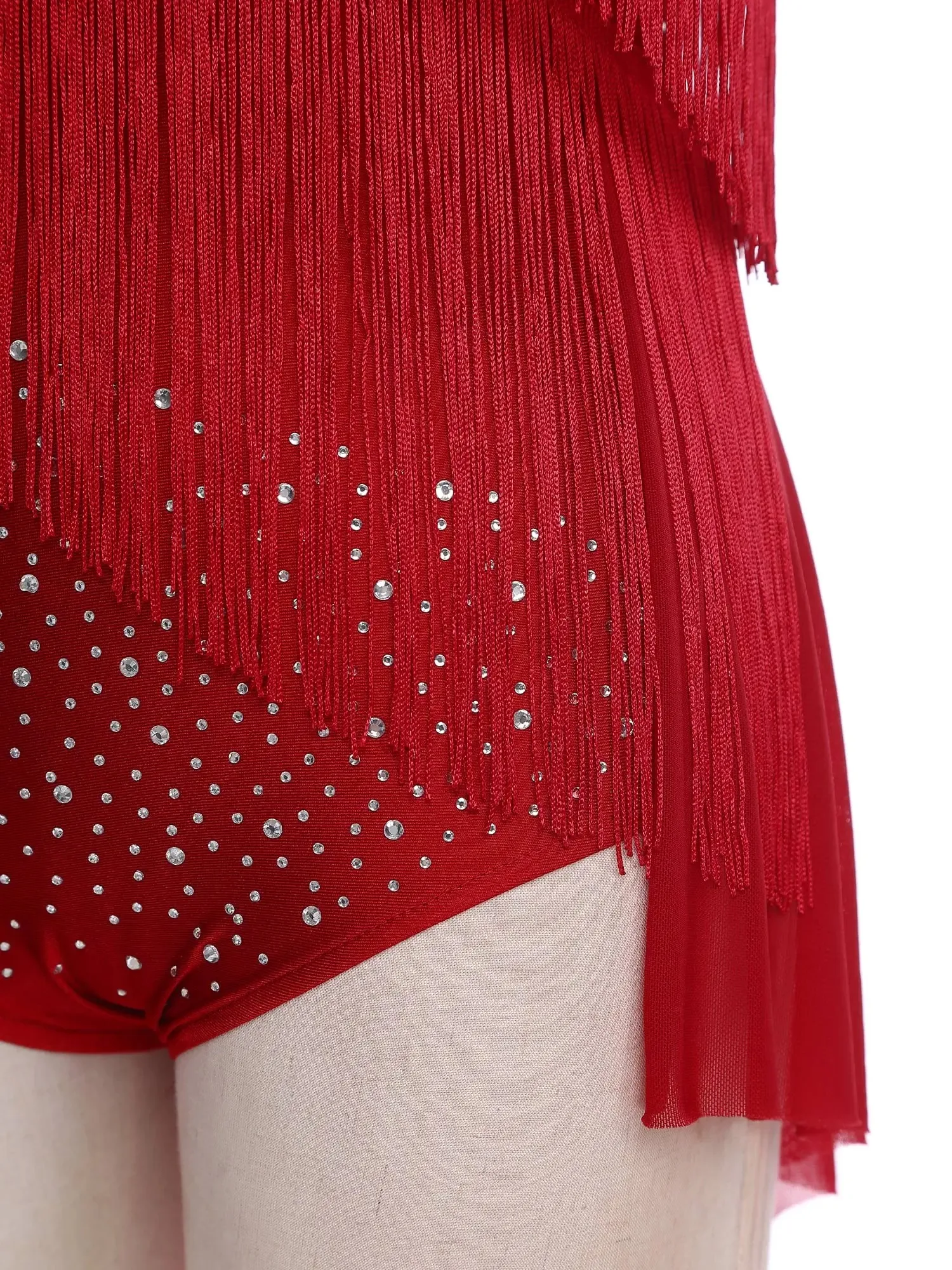 

Kids Girls Modern Lyrical Praise Dance Performance Outfit Halter Sleeveless Backless Sparkly Rhinestones Crop Top+Briefs Skirt