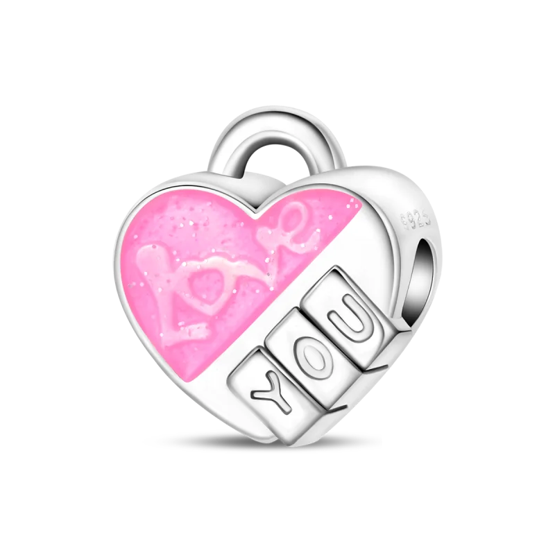 

Charm Bead 925 Silver Pink Heart Love Luminous Beads Fit Original Bracelet Jewelry Making Fine Gift Valentine's Day Diy