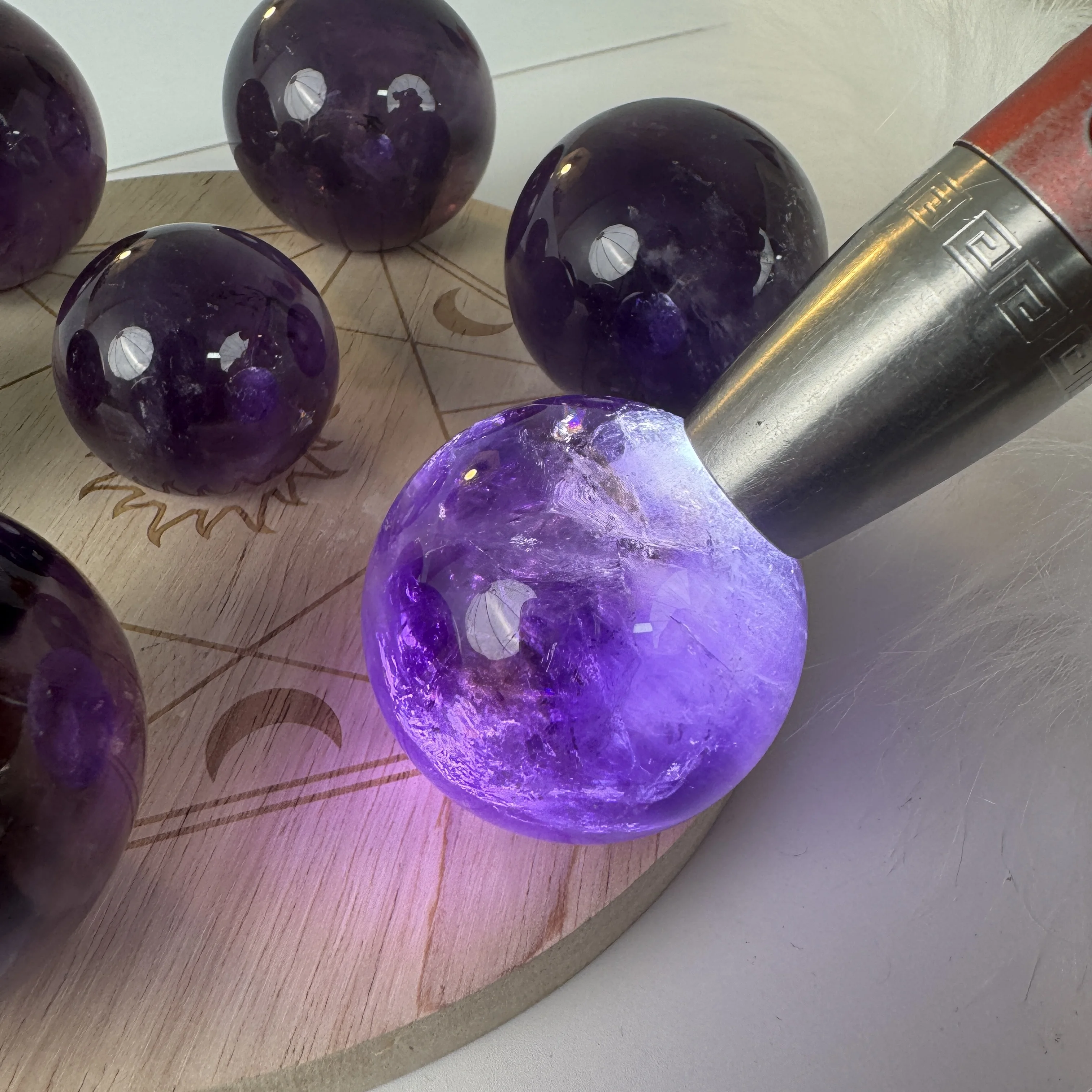 High Quality 2cm Purple Amethyst Quartz Crystal Diamond Raw Stone Gifts and Crafts Partly Sea Urchin Inspired Sphere