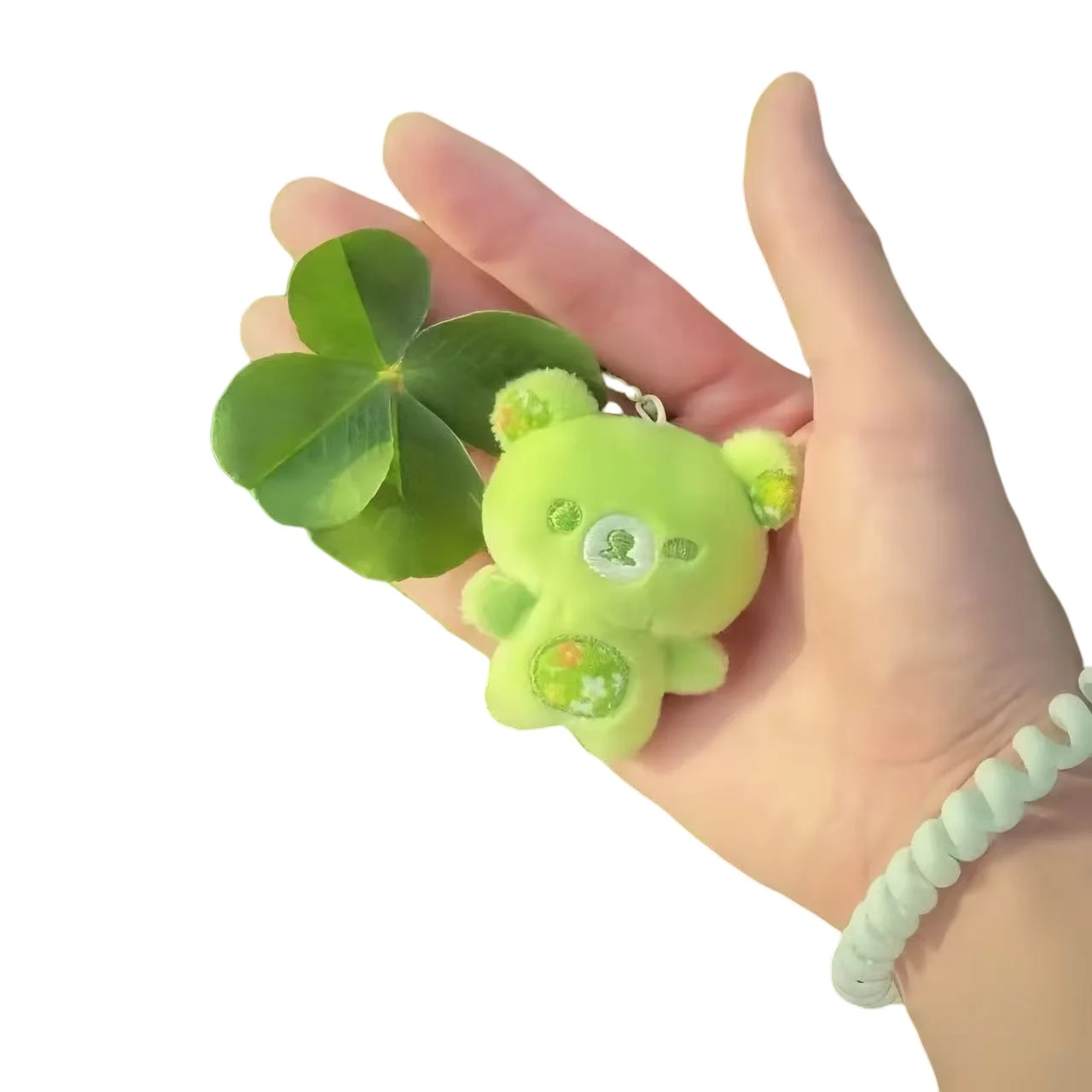 Cartoon Rilakkuma Schlüsselanhänger, niedliche Plüsch, einfache Bären-Schlüsselanhänger, grüne Dopamin-Serie, Rucksack, Taschenanhänger, Lazybear-Puppe, Schlüsselanhänger