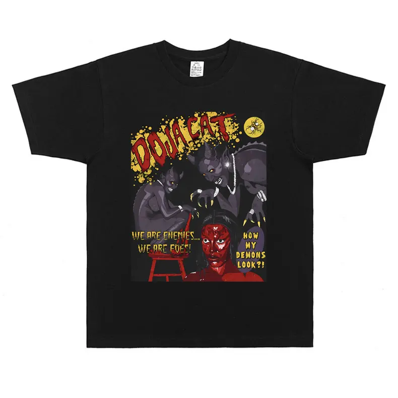 

Rapper Doja Cat Scarlet Tour T Shirts How My Demons Look T-shirts Men Women Hip Hop Oversized Tshirt Men's Vintage Streetwear