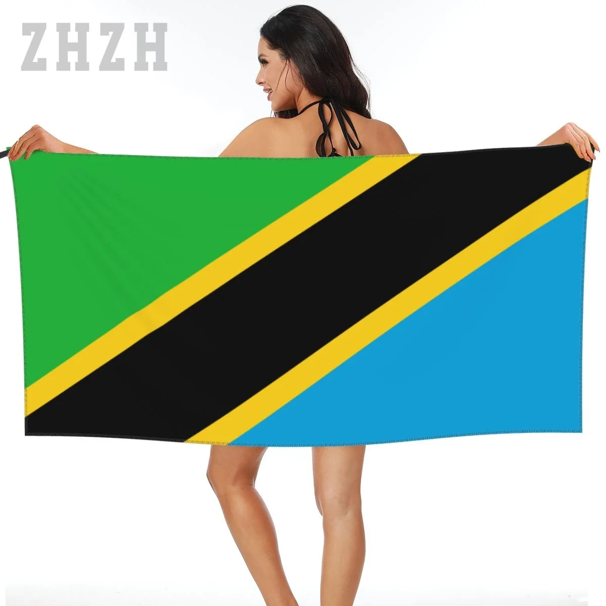 More Design Tanzania Flag Emblem Bath Towel Quick dry Microfiber Absorbing Soft Water Breathable Beach Swimming Bathroom