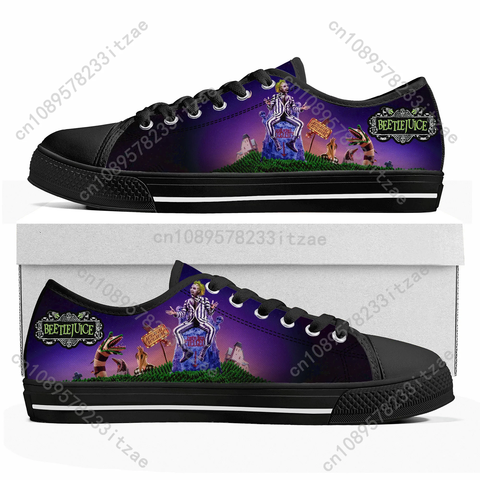 Beetlejuices Movie Horror shoes Low Top Sneakers Mens Women Teenager High Quality Canvas Sneaker couple Casual Shoes Custom Shoe