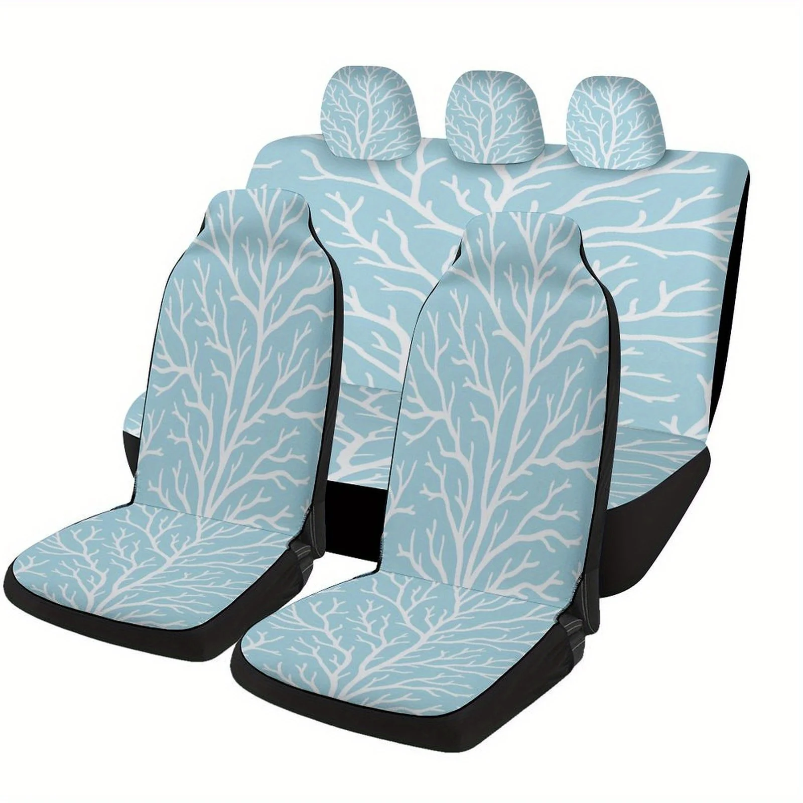 Set Of Car Seat Covers Featuring A Tree Branch Design, Suitable For Various Vehicles. These Stylish And Unique Decorative Covers