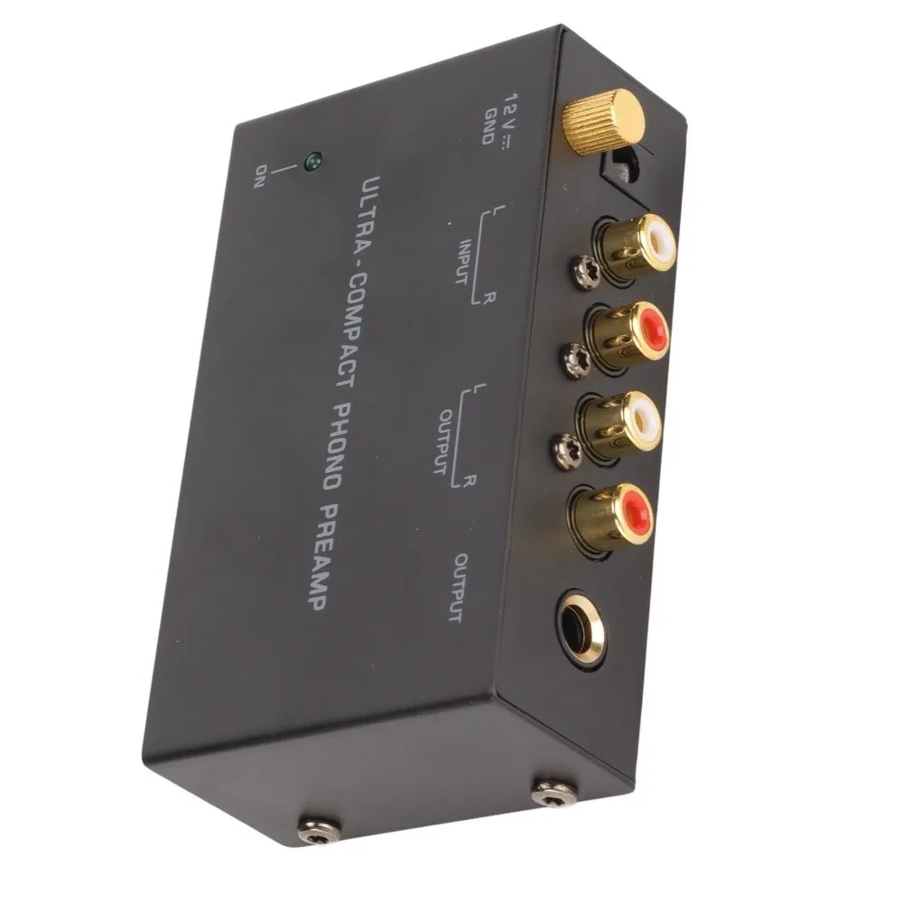 Supports RCA Input, RCA and 6.35mm Output PP400 Phono Turntable Preamp Independent Knob Control Phono Preamplifier for US Plug