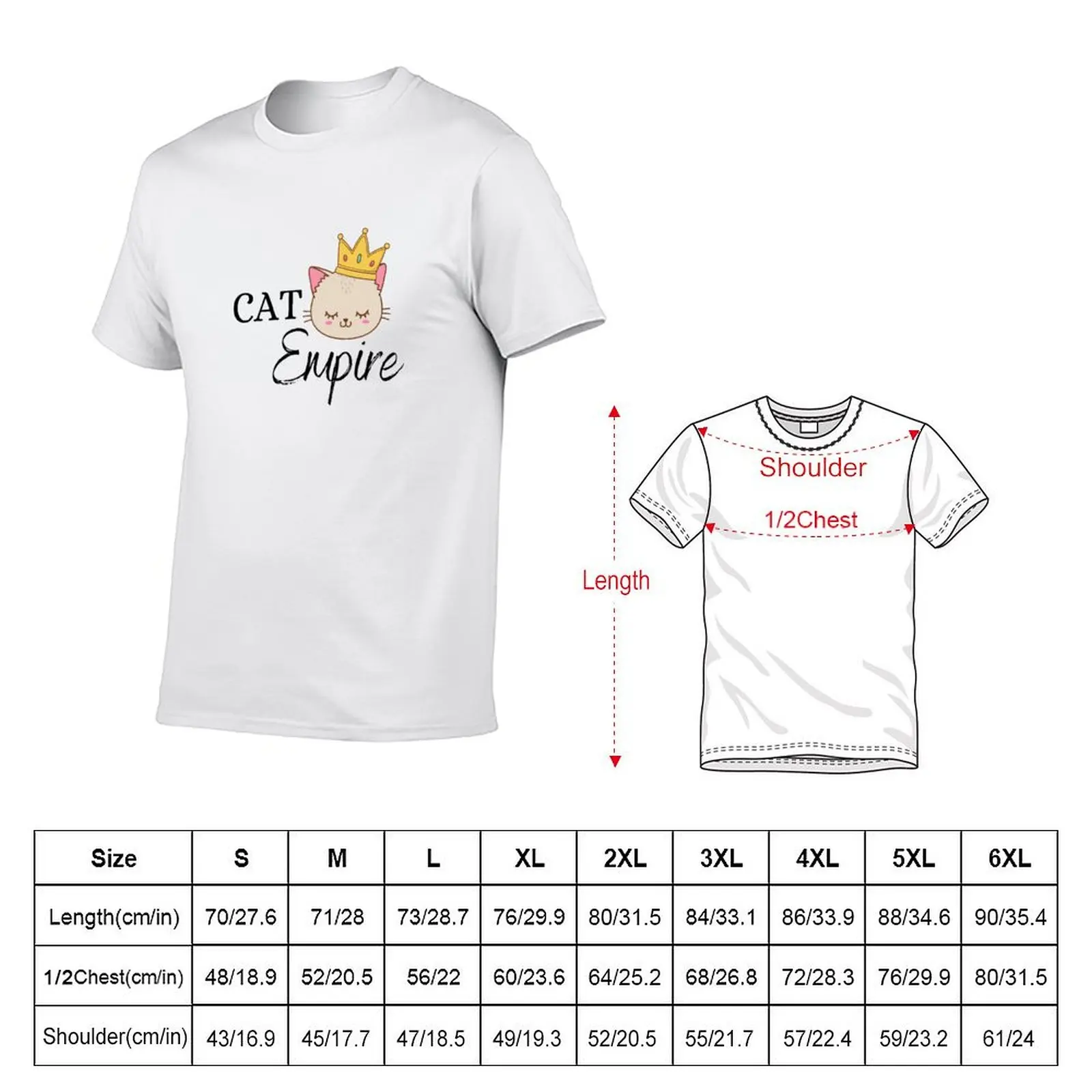 Cat Empire - Cute Cat with A Crown T-Shirt Daily Wear Plain Short Sleeve Shirt