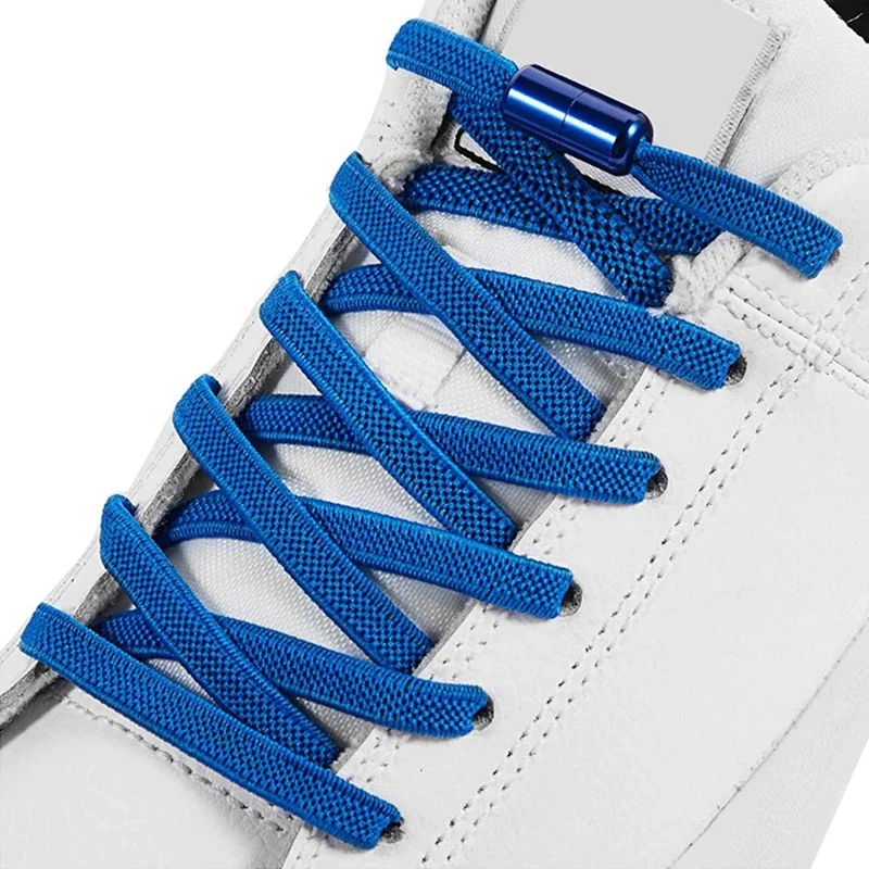 18 Farben, passend frei, elastische Schnürsenkel, Schloss, Lazy Laces, flach, mehrfarbige Optionen, keine Schnürsenkel, runde Kapsel, Metall