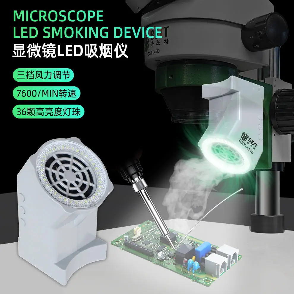 Imagem -02 - Melhor-poderoso Smoke Absorber Exhaust Fan Iluminação Led Pcb Board Soldagem Smoke Removal Tool Microscópios X110