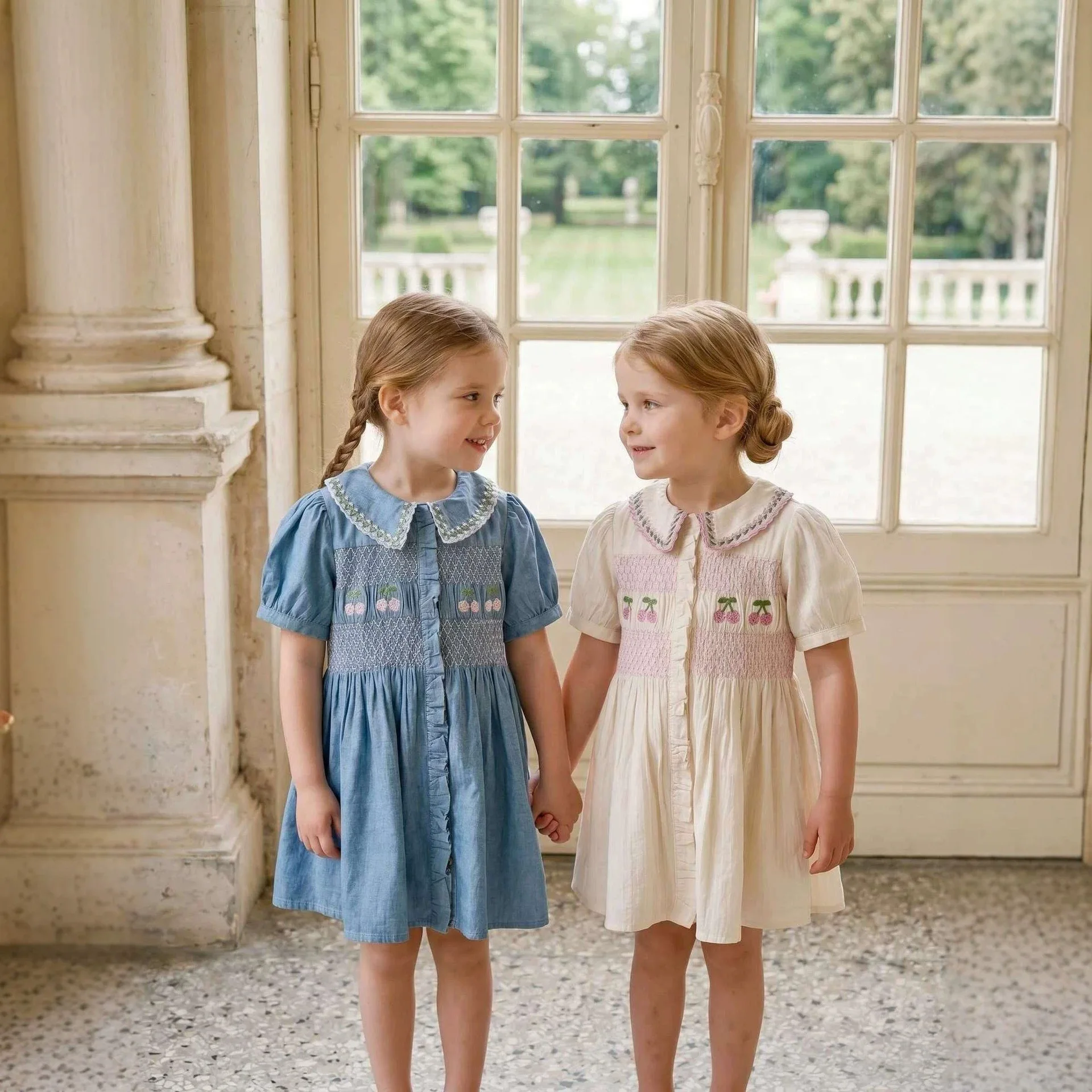 In stock and ready to ship! Children's dress 2026 summer cross-border girl's heavy embroidery flower denim skirt