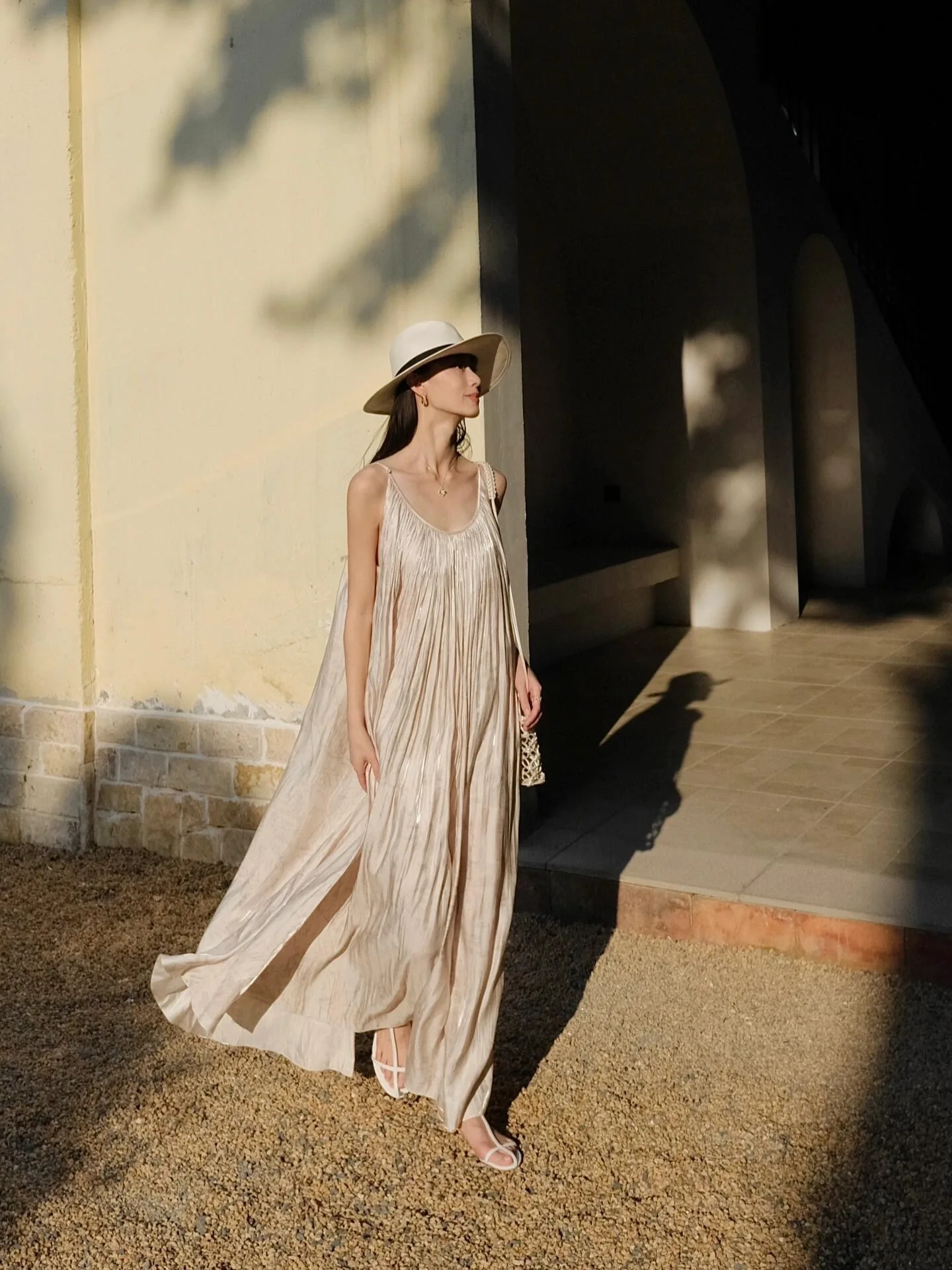 

Ele Flowing Gauze Strapl Dr Loose Comfortable Summer Holiday Evening Gown Wedding Par Banquet Casual Polyester