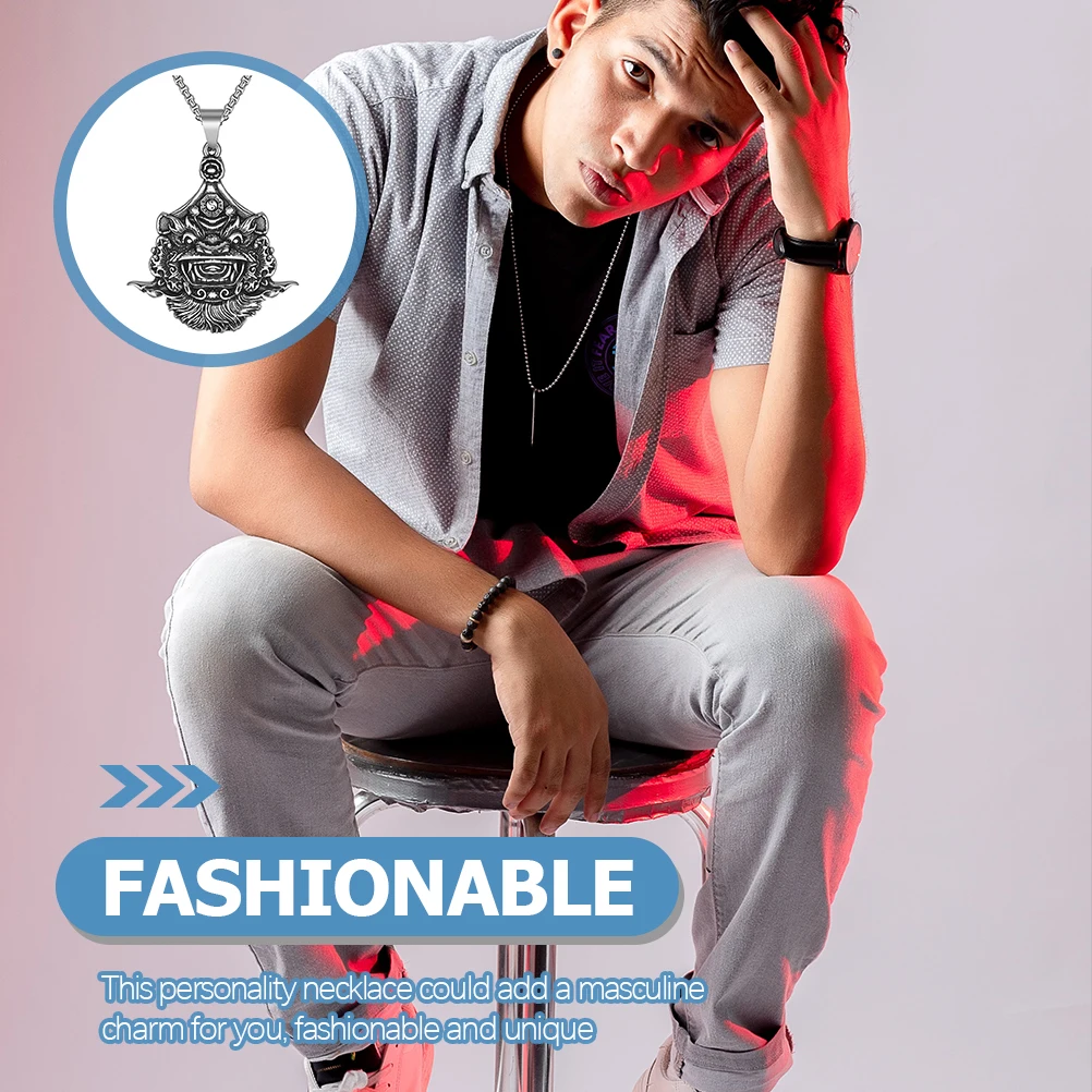 

Retro Men'S Titanium Steel Pendant Necklace Vintage Punk Fashion Hip Hop Accessory Durable Rustproof Sweater Chain For Party