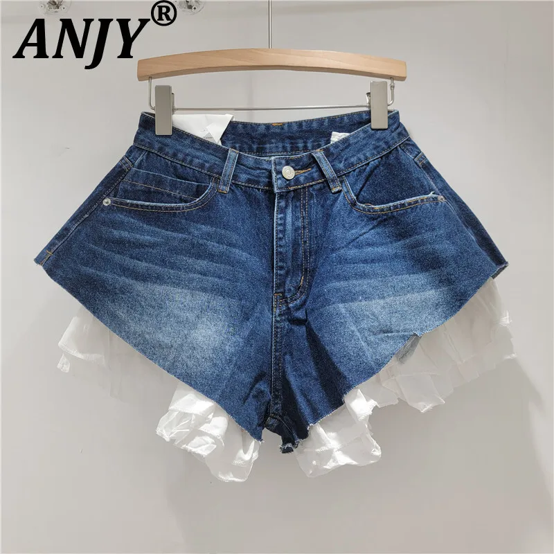 

ANJY Summer New Women's Streetwear Y2K Fashion Ins Trendy Pocket Detachable Denim Shorts Casual Stylish Slim Capris Pants A7964