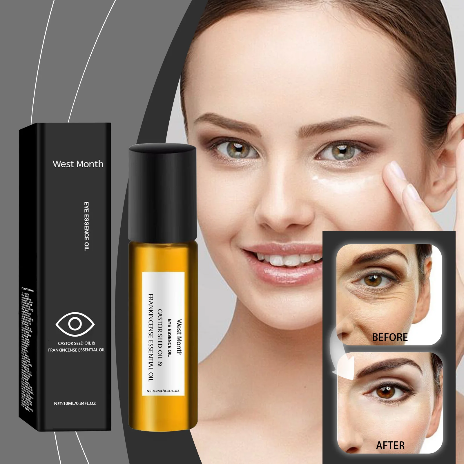 Olejek z nasion rycynu i kadzidła - naturalne serum na porost rzęs i brwi, leczenie cieni pod oczami, pielęgnacja przeciwstarzeniowa oczu