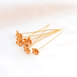 5pcs copper clad Gold Flower T-shaped needle DIY hand jewelry hair jewelry bracelet earrings connecting accessories materials