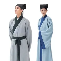 Chinese robe ancient scholar student costumes men aldult Kimono China Traditional Vintage Ethnic stage cosplay Costume Hanfu