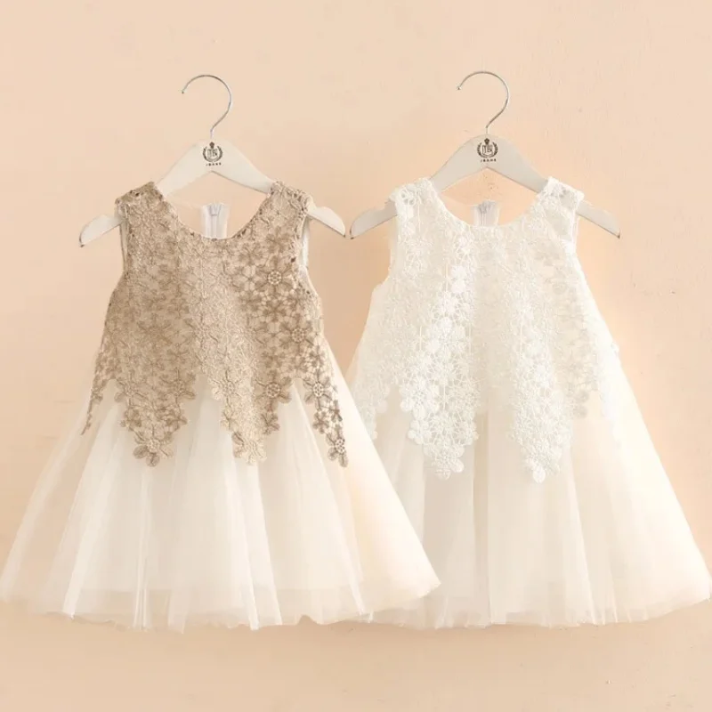 

2-10 Years Children's Clothing Summer New Kids Birthday Party Wedding Lolita Costumes Baby Sleeveless Chiffon Dress For Girls