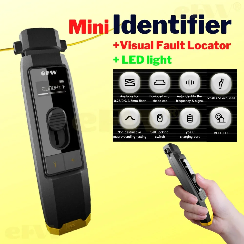 

OFW Optical Fiber Identifier Live Fiber Identifier Live Fiber Detector with Visual Fault Locator LED Light 700-1700nm SM MM