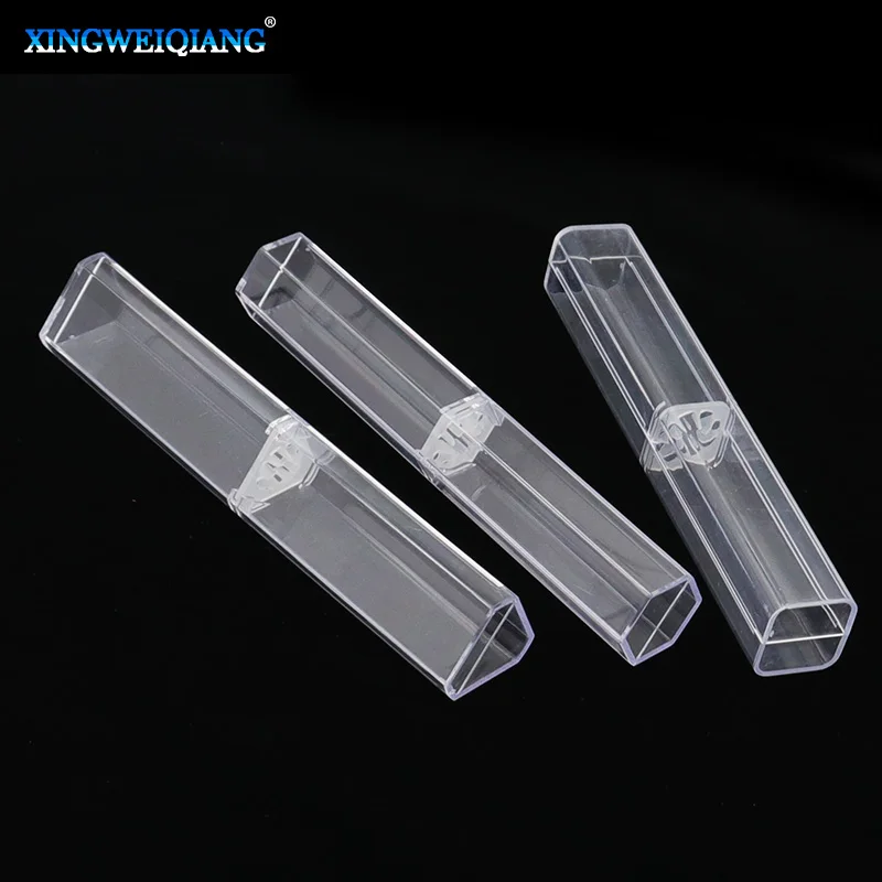 Plastic Cylinder Hexagonal Pen Box Transparent Acrylic Tweezers Storage Case